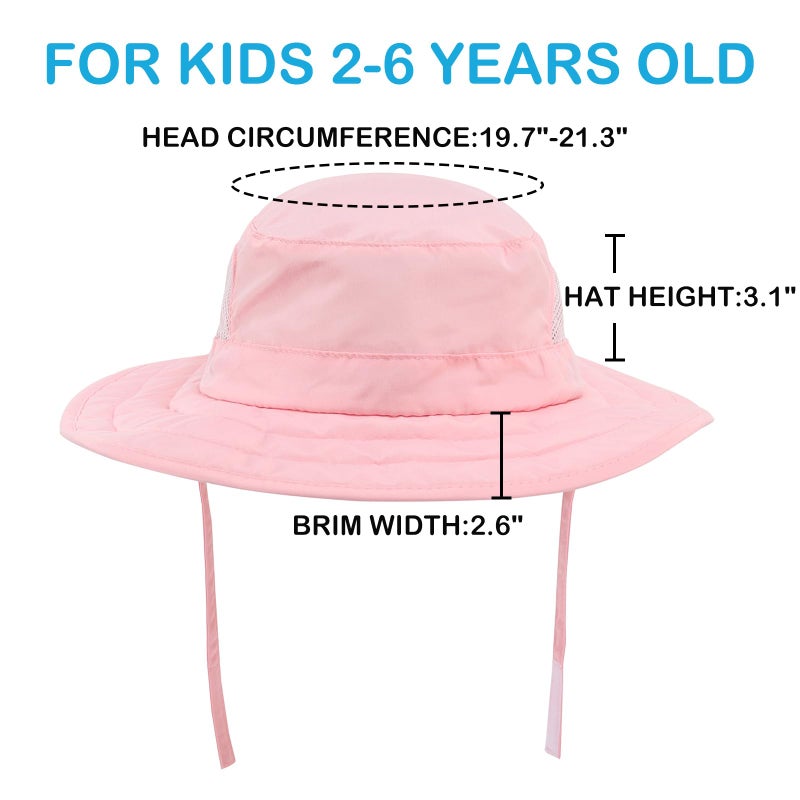 Connectyle Kids UPF 50+ Bucket Sun Hat UV Sun Protection Hats Wide Brim Summer Beach Hat Pink - Image 2